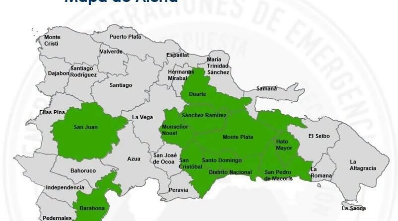 Mapa o imagen informativa sobre la Alerta Verde por lluvias
