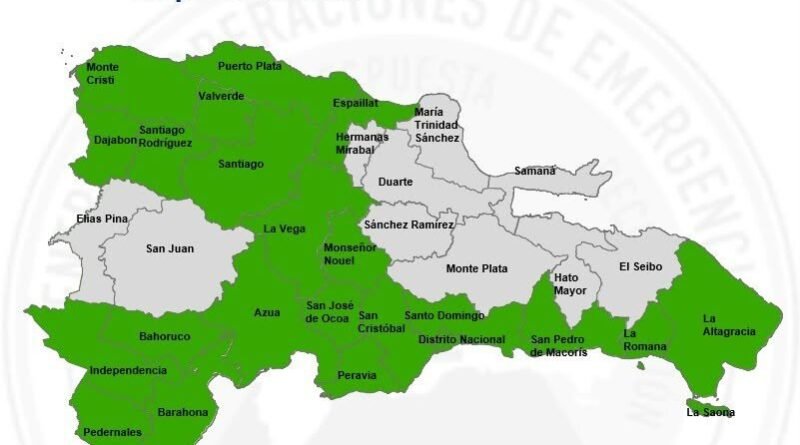 Alerta verde por aguaceros, tormentas eléctricas y rachas de viento en 22 provincias