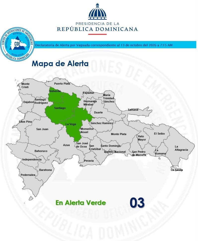 Mapa o imagen informativa sobre la Alerta Verde por lluvias en tres provincias